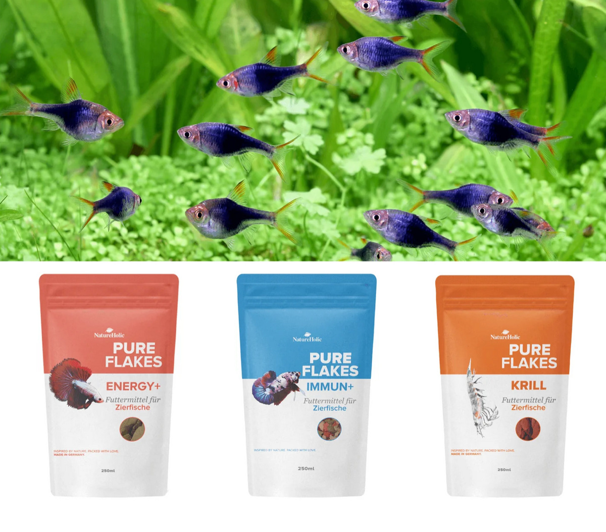 Flocken Fischfutter Bundle - krill - Immun+ - Energy+